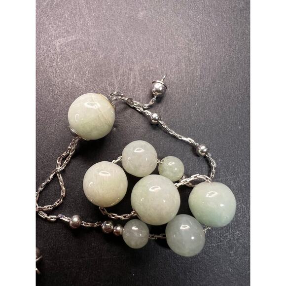 Burmese jade adjustable bolo sterling silver bracelet - Picture 12 of 15